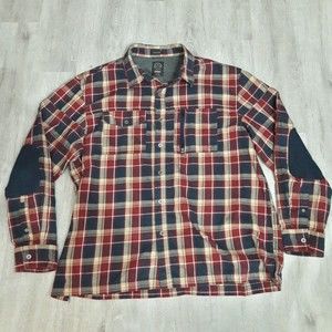 Wrangler Mens ATG Flannel Button Up Shirt XXL Red Blue Plaid All Terrain Gear